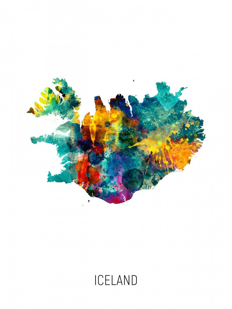 Iceland Watercolor Map