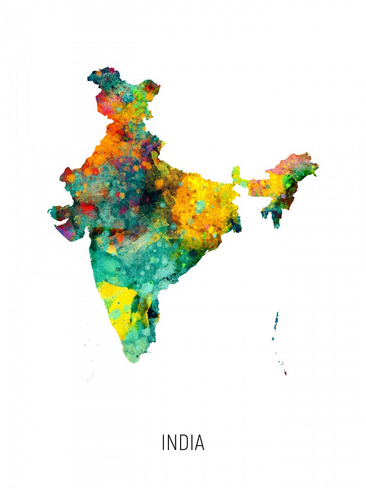 India Watercolor Map