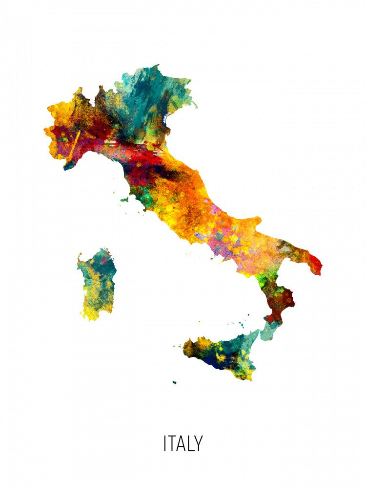 Italy Watercolor Map
