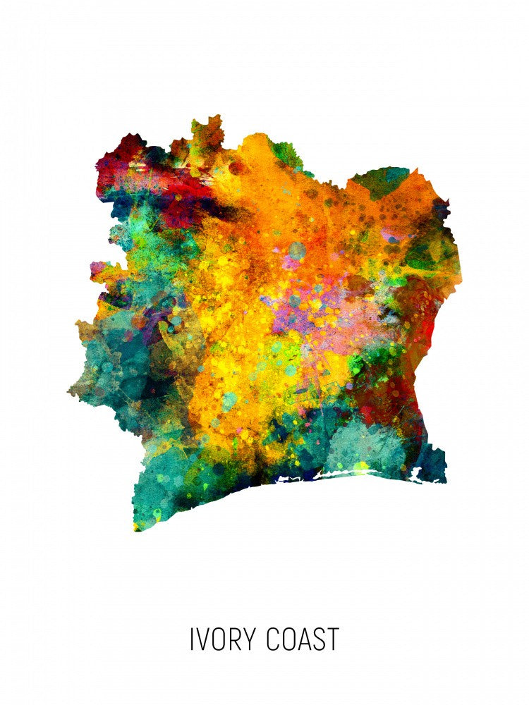 Ivory Coast Watercolor Map