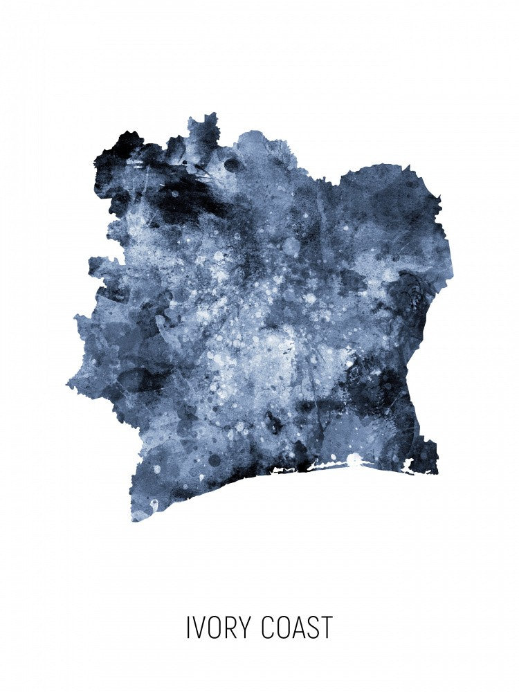 Ivory Coast Watercolor Map