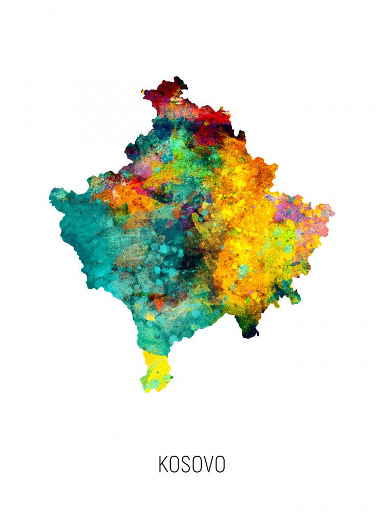 Kosovo Watercolor Map
