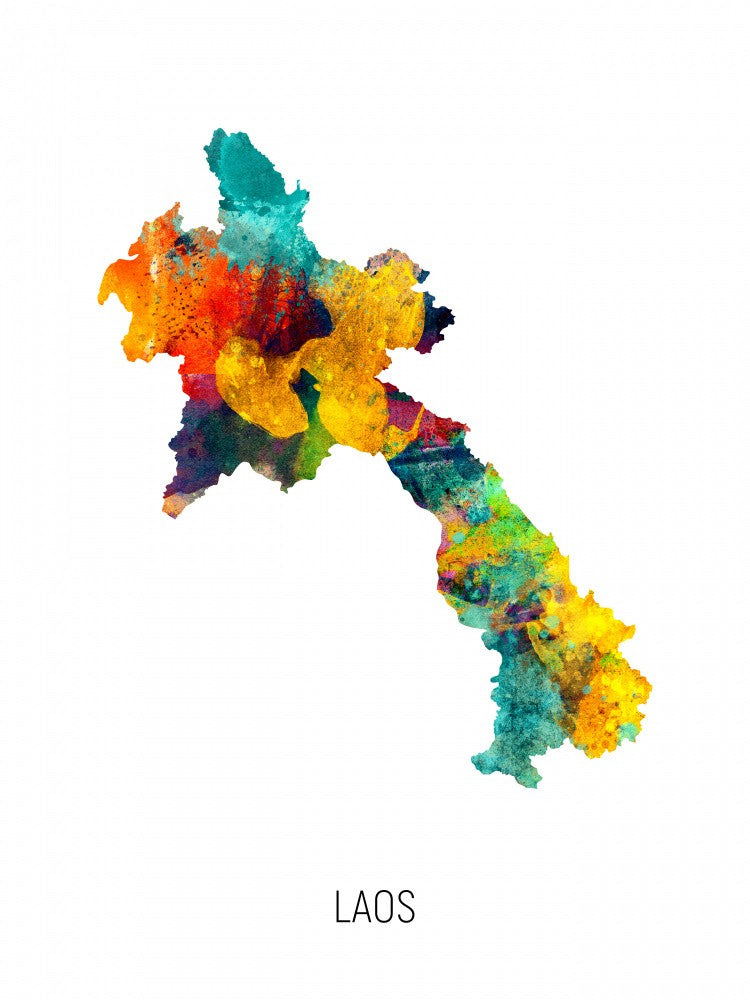 Laos Aquarellkarte