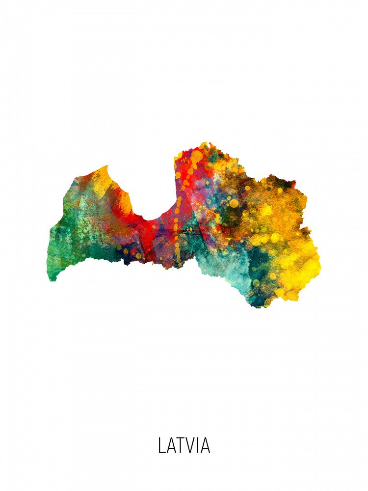 Latvia Watercolor Map