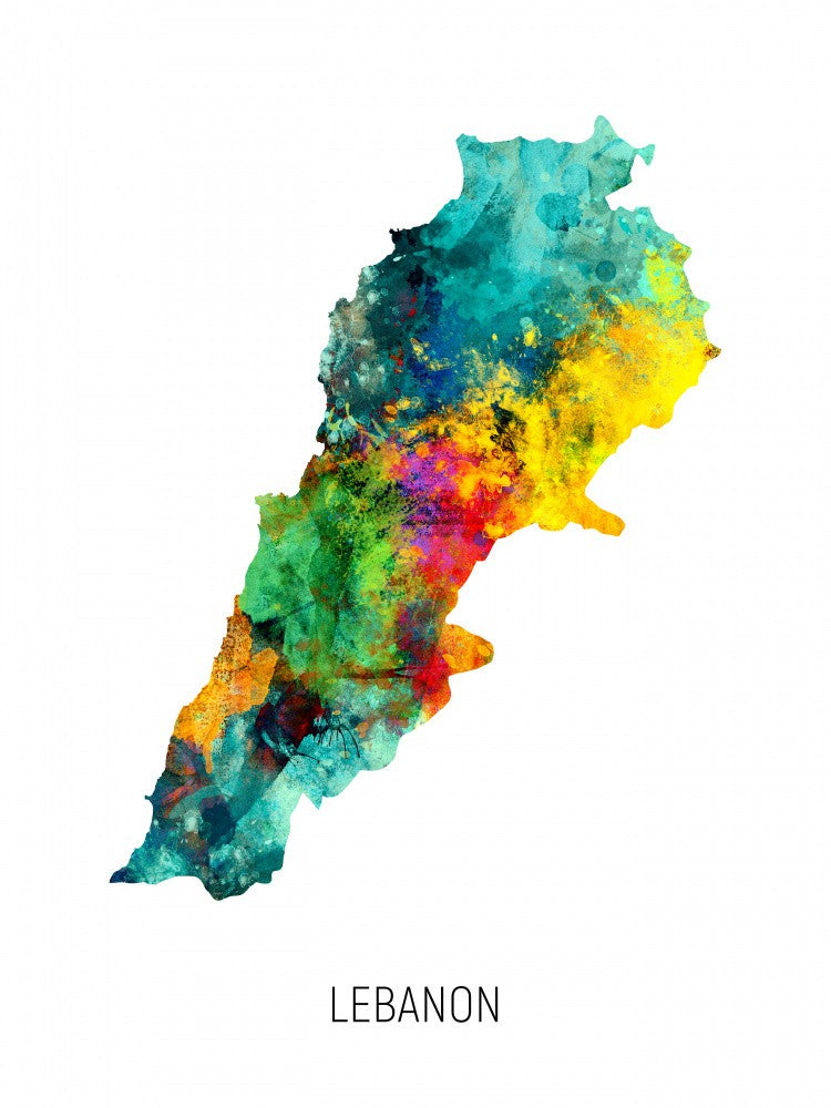 Lebanon Watercolor Map