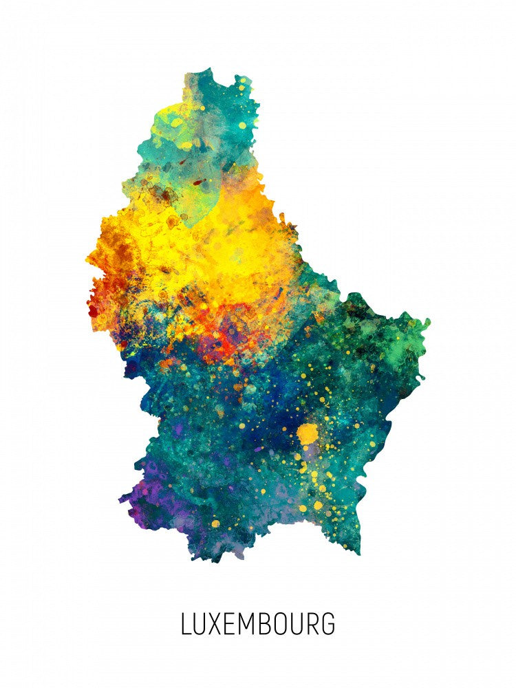 Luxembourg Watercolor Map