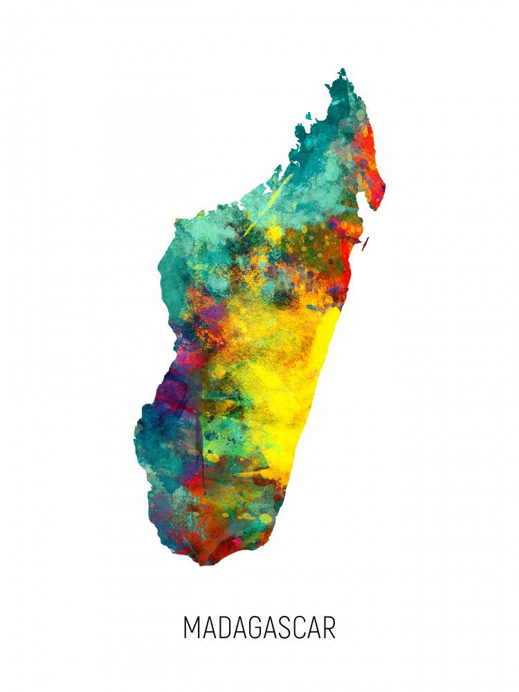 Madagascar Watercolor Map