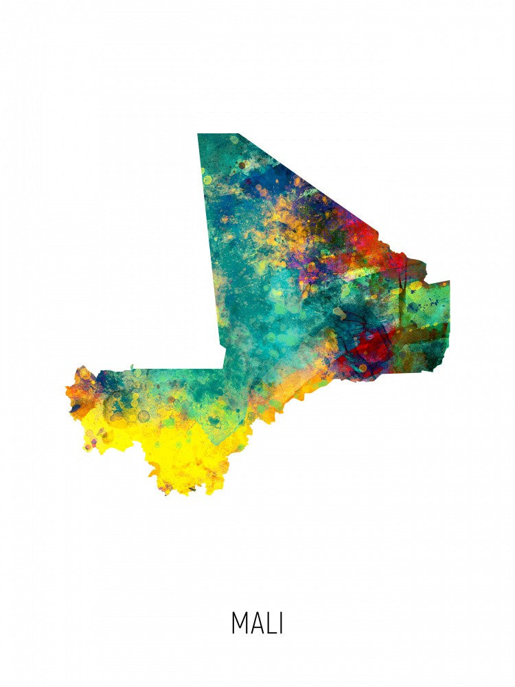 Mali Watercolor Map