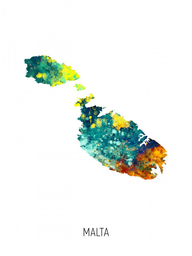Malta Watercolor Map