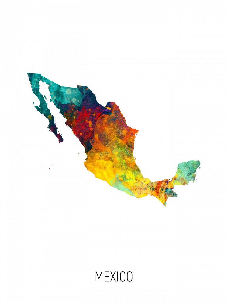 Mexico Watercolor Map
