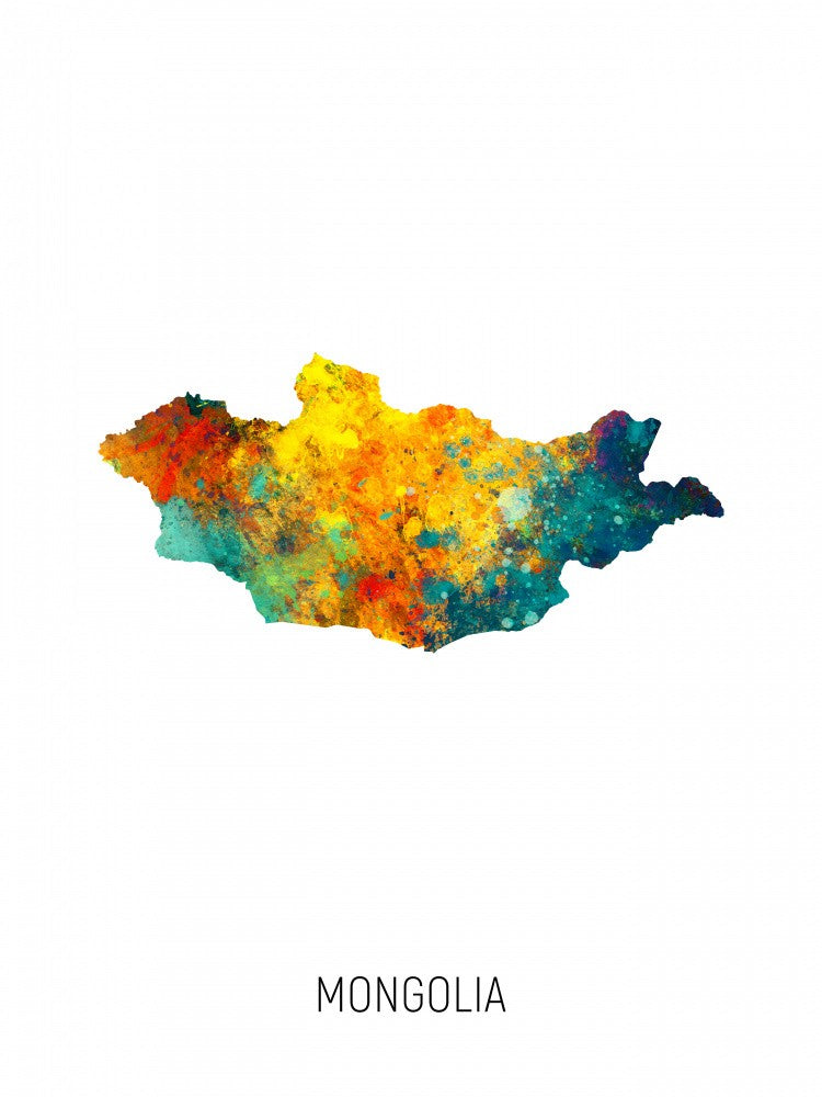 Mongolia Watercolor Map