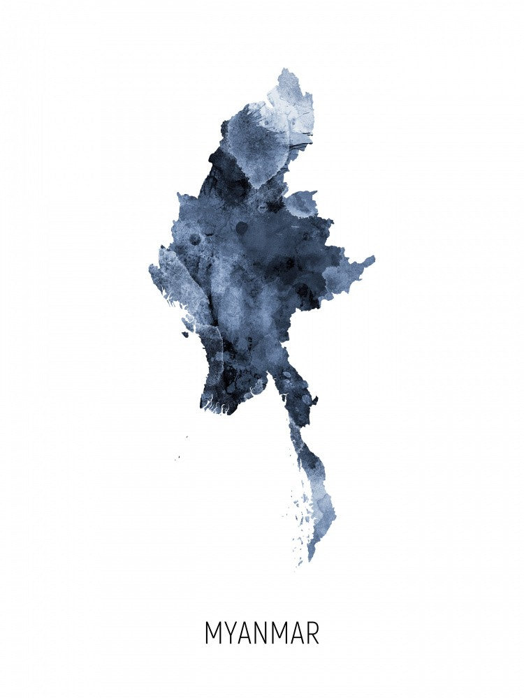 Myanmar Watercolor Map