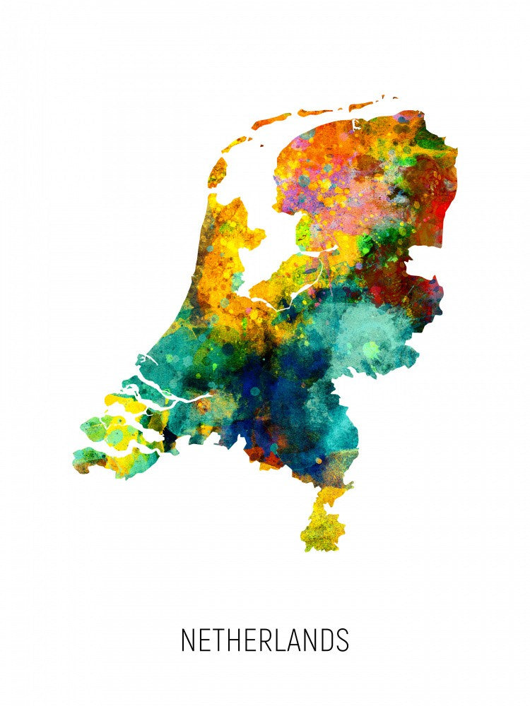 Netherlands Watercolor Map