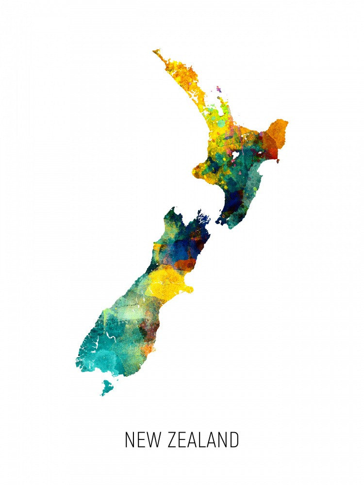 New Zealand Carte Aquarelle