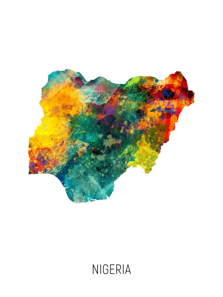 Nigeria Aquarellkarte