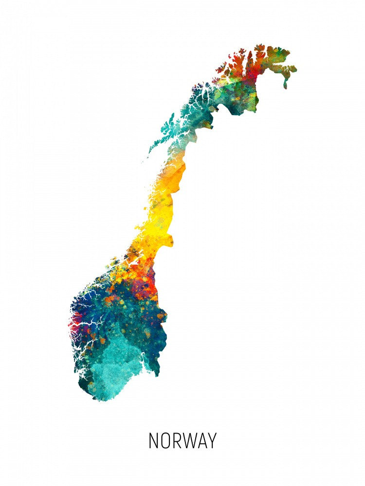 Norway Watercolor Map