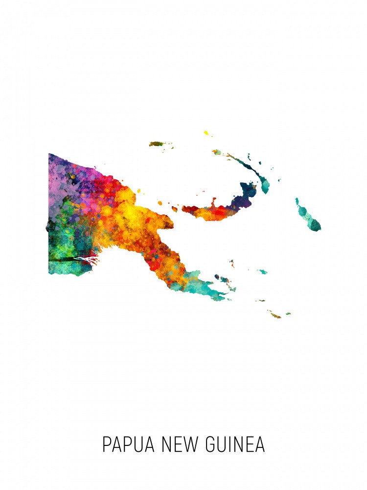 Papua New Guinea Watercolor Map