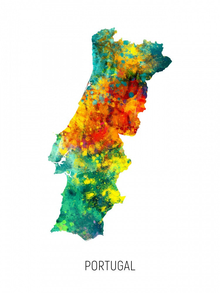 Portugal Watercolor Map