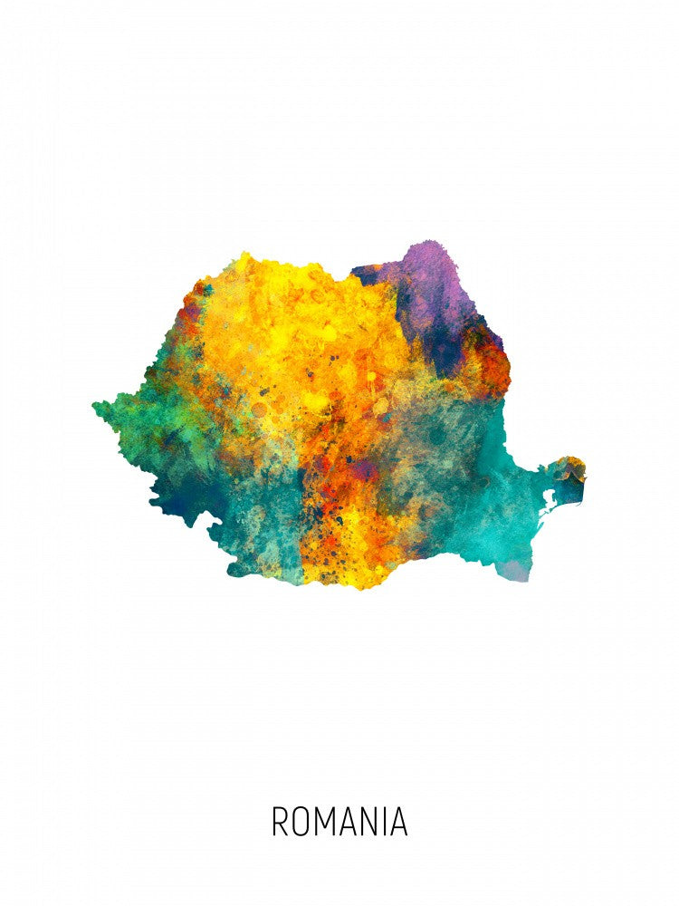 Carte aquarelle Romania