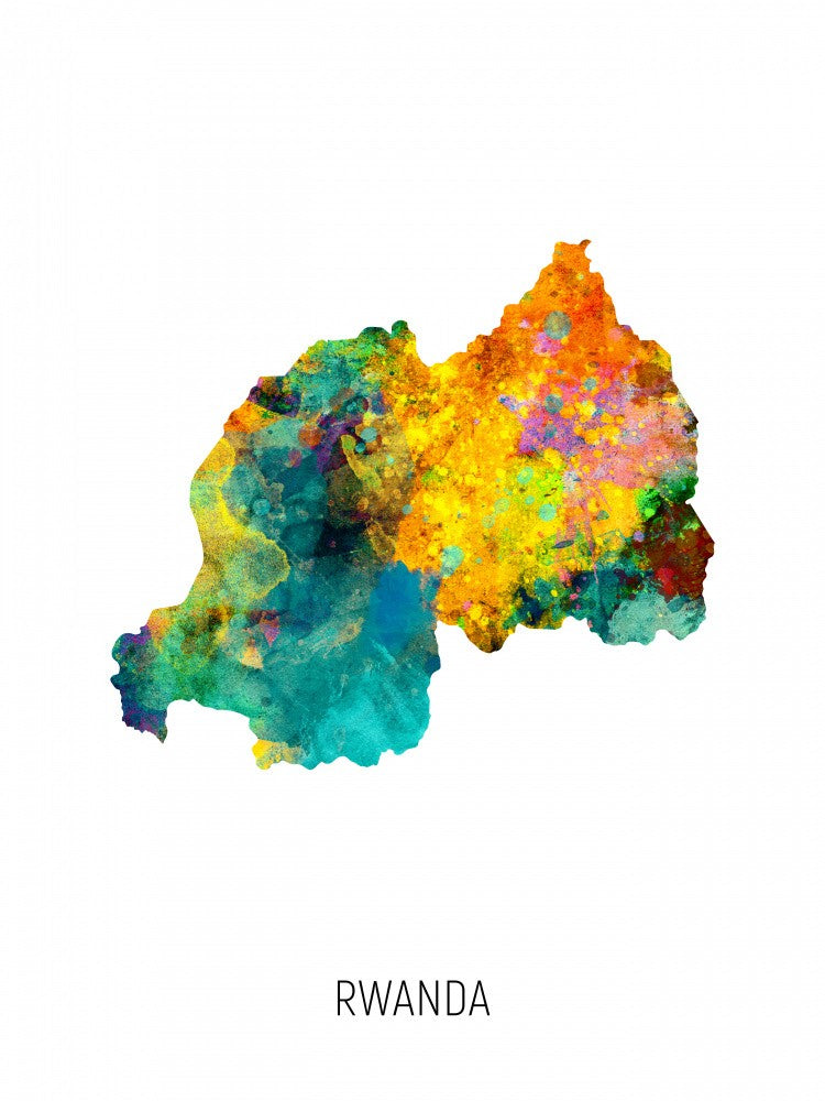Rwanda Watercolor Map
