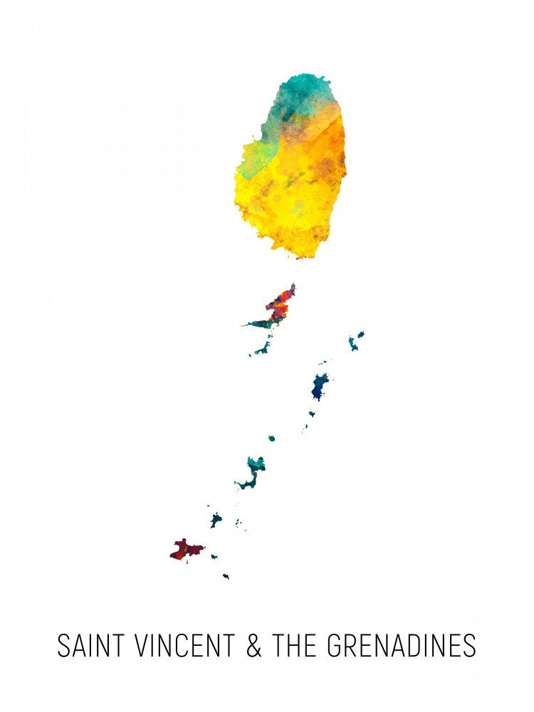 Saint Vincent &amp; The Grenadines Watercolor Map