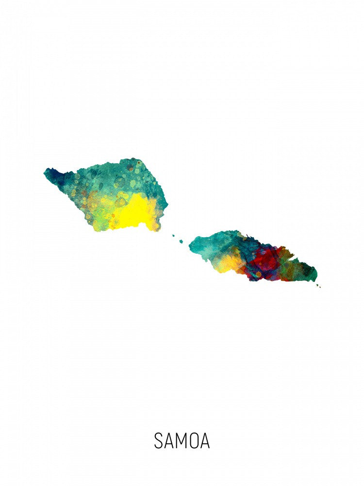 Samoa Watercolor Map