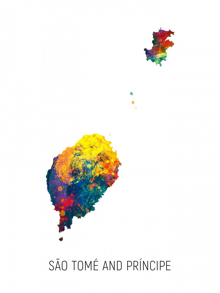 Sao Tome and Principe Watercolor Map