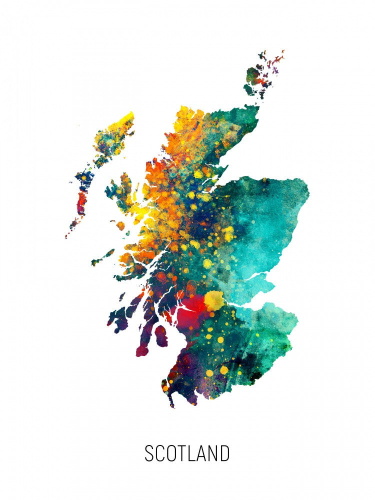 Scotland Watercolor Map