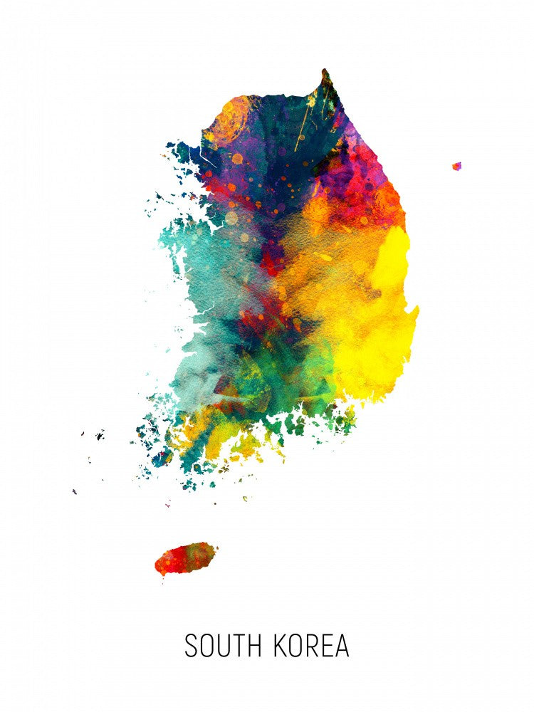 South Korea Watercolor Map