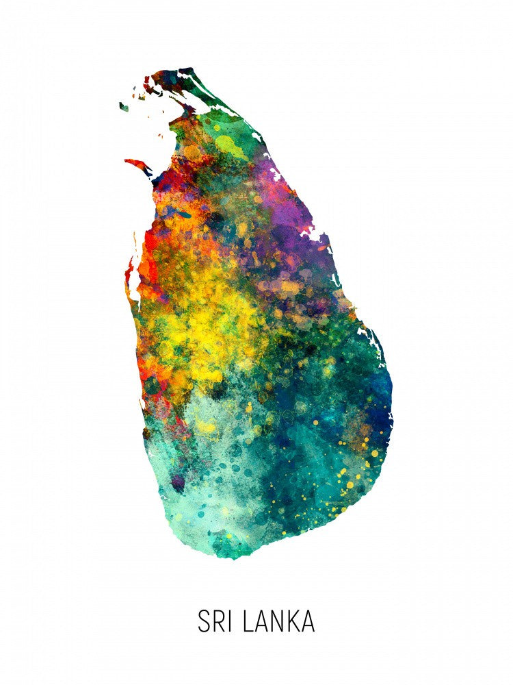 Sri Lanka Watercolor Map