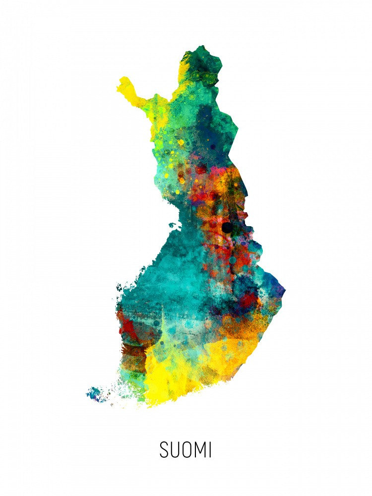 Suomi Watercolor Map