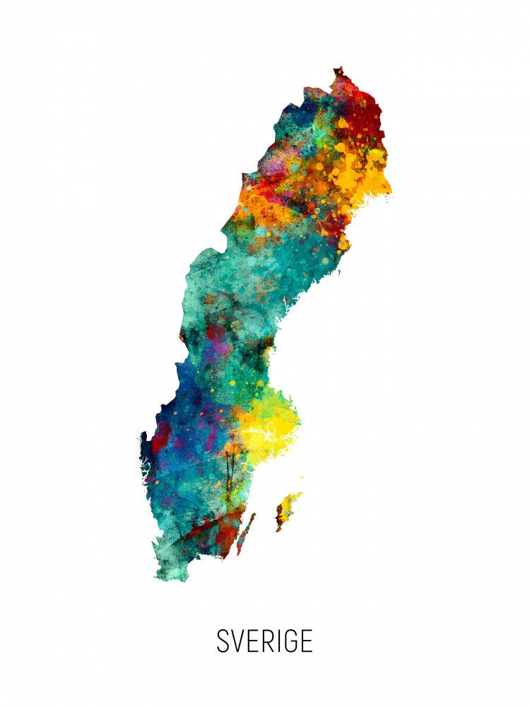 Sverige Watercolor Map