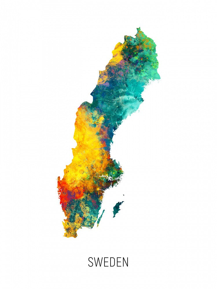 Sweden Watercolor Map