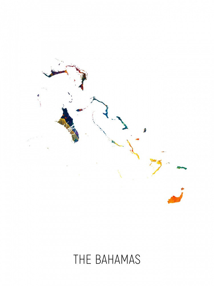 The Bahamas Watercolor Map