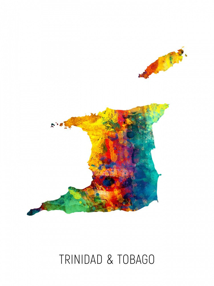 Trinidad &amp; Tobago Watercolor Map