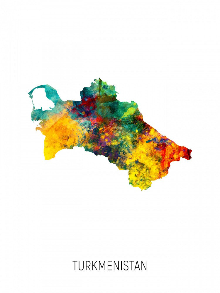 Turkmenistan Watercolor Map