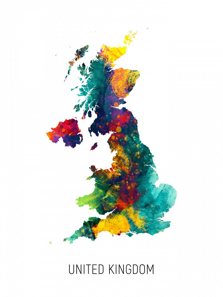 United Kingdom Watercolor Map