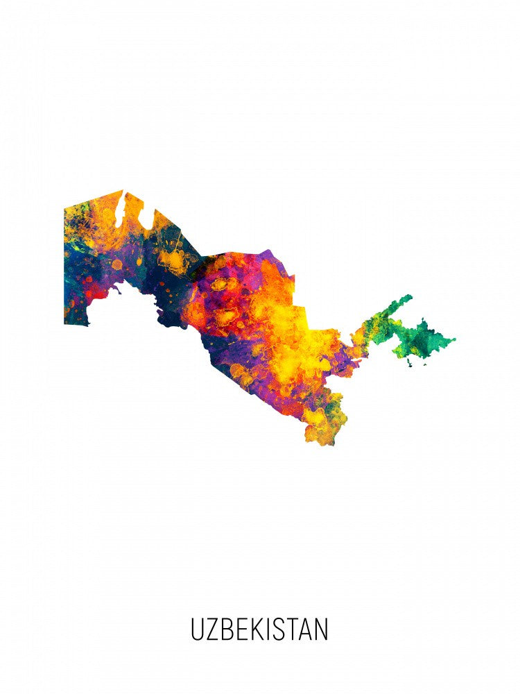 Uzbekistan Watercolor Map
