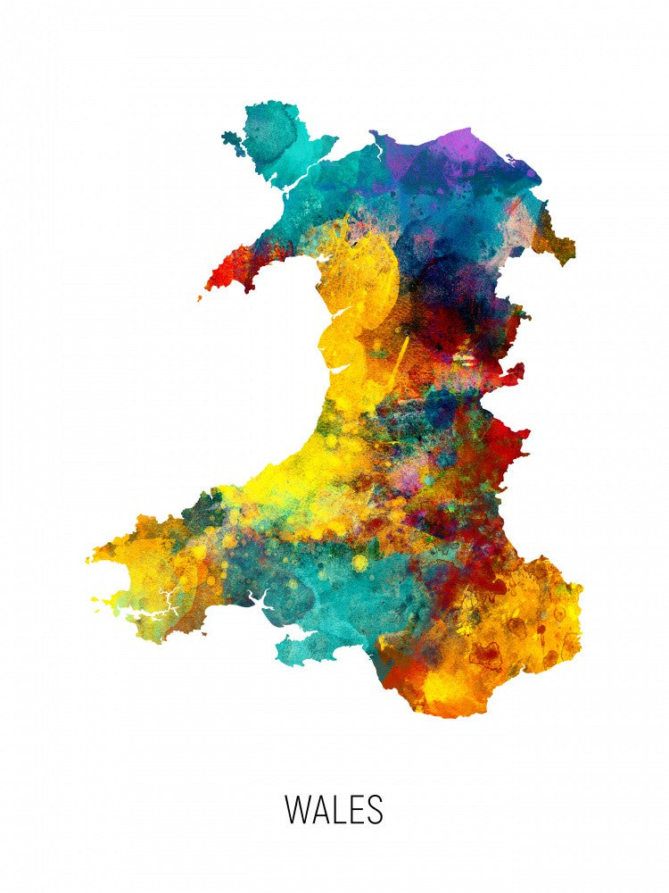 Wales Watercolor Map