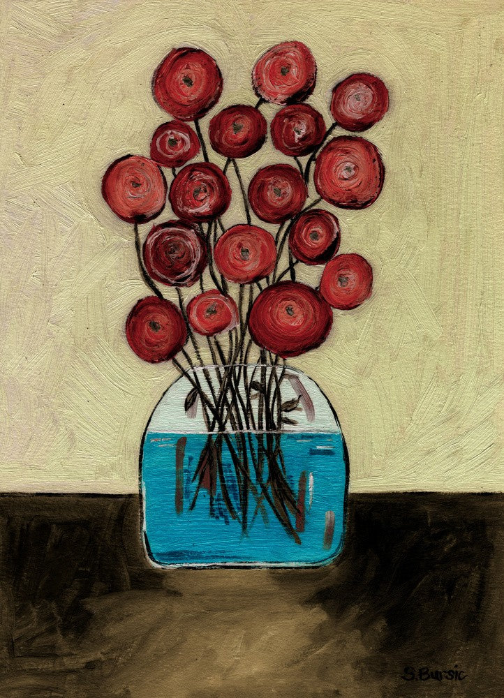 Poppies in Vase Tan