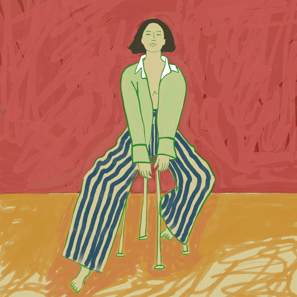 Woman on stool