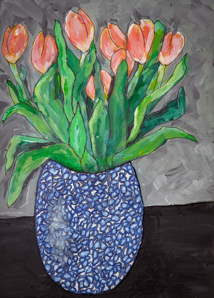 Tulips In Blue Vase (1)