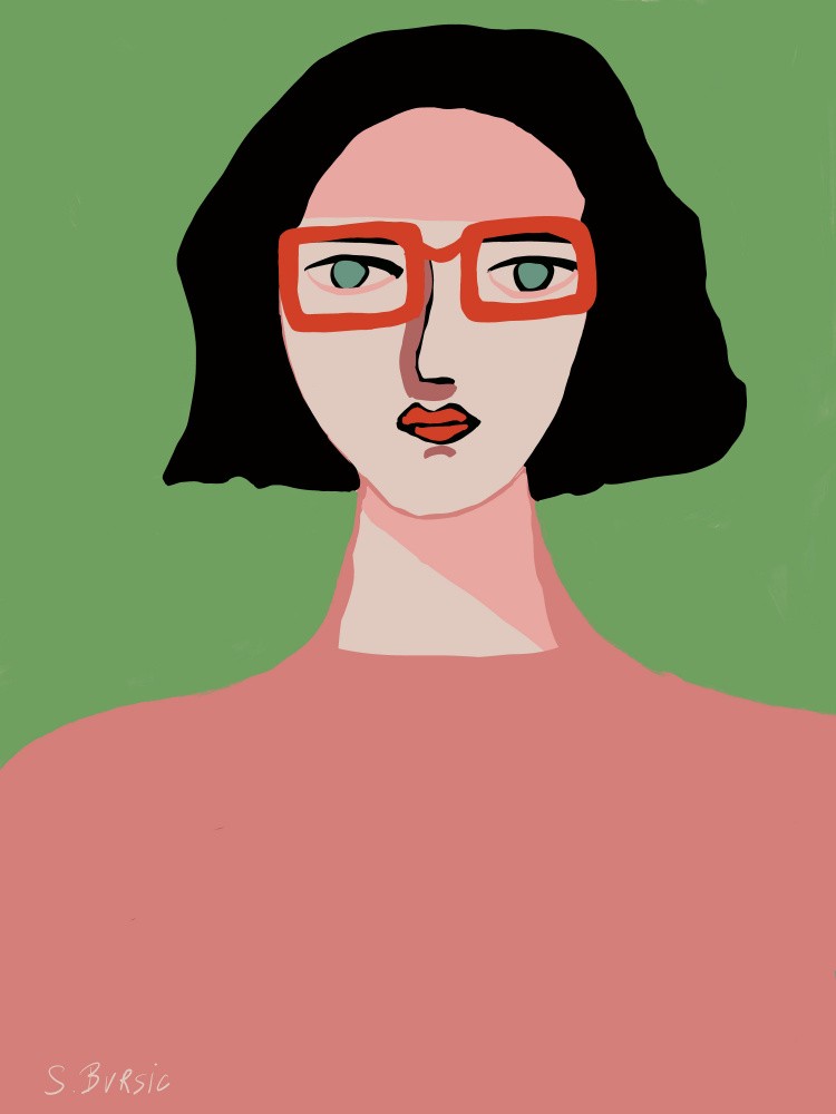 Dame mit roter Brille