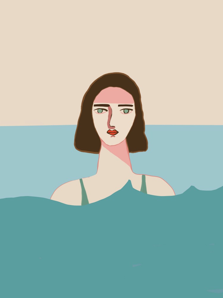 Ocean swimmer Brunette
