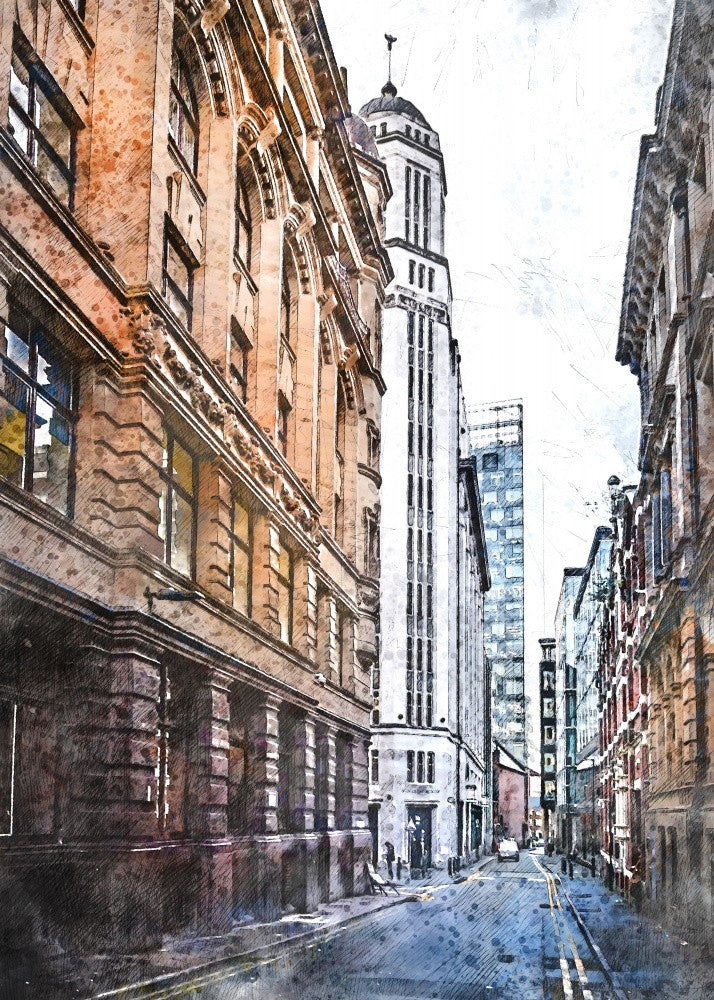 Manchester City England  Watercolor Art  (2)