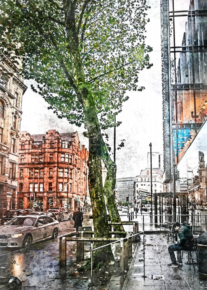 Manchester City England  Watercolor Art  (3)