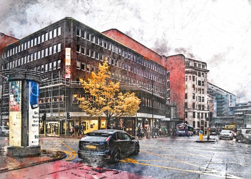 Manchester City England  Watercolor Art  (6)