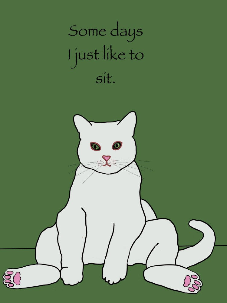 White cat with quote