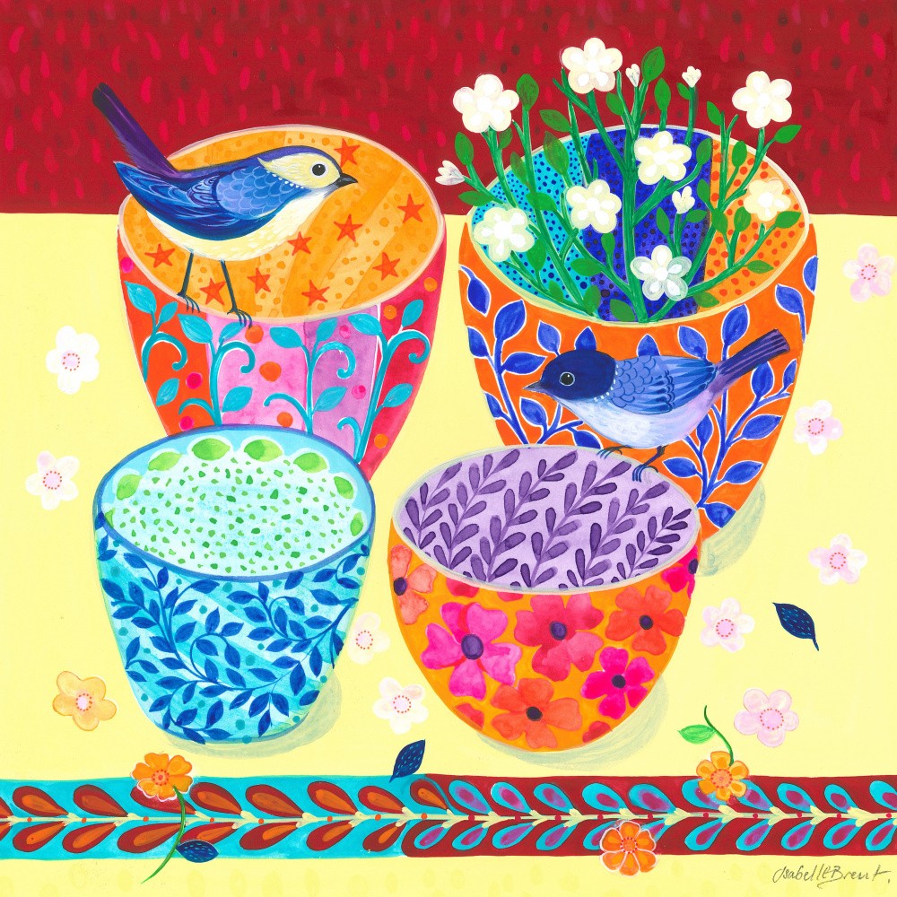 Decorative Pots and Little Birds
