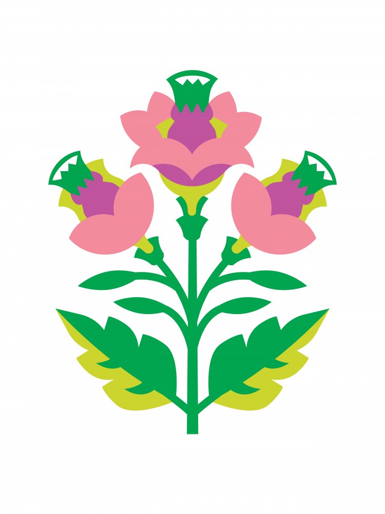 Volkskunst-Illustration - Rosa Harmonie Vektor Floral